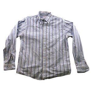 Brooks Brothers Mens Shirt Medium Pinstriped Long Sleeve Button Down Blue White
